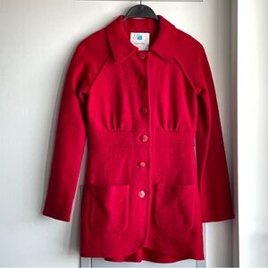 ANTHROPOLOGIE SPARROW Red Women's 100% Wool Cardigan Jacket